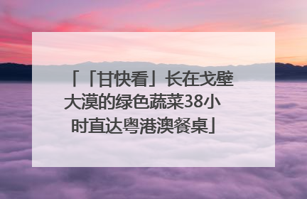 「甘快看」长在戈壁大漠的绿色蔬菜38小时直达粤港澳餐桌