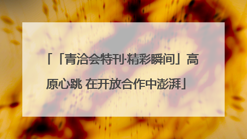 「青洽会特刊·精彩瞬间」高原心跳 在开放合作中澎湃