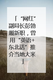 “网红”副局长彭勃履新职，曾用“英语+东北话”推介当地大米