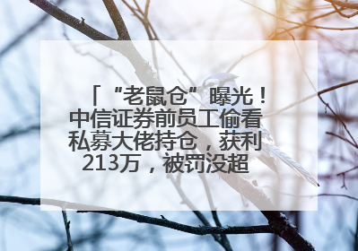 “老鼠仓”曝光!中信证券前员工偷看私募大佬持仓,获利213万,被罚没超426万