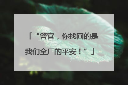 “警官，你找回的是我们全厂的平安！”