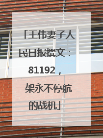 王伟妻子人民日报撰文：81192，一架永不停航的战机