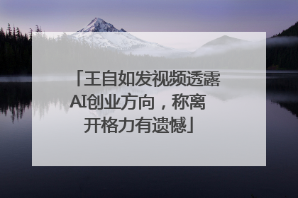 王自如发视频透露AI创业方向，称离开格力有遗憾