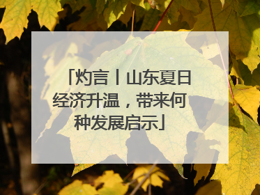 灼言丨山东夏日经济升温，带来何种发展启示
