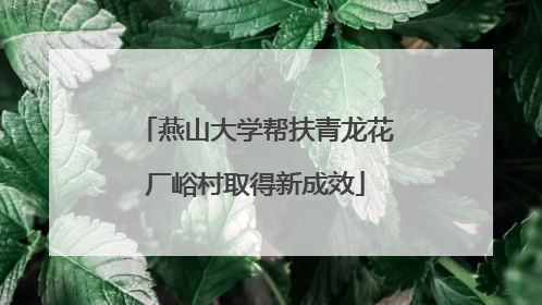 燕山大学帮扶青龙花厂峪村取得新成效