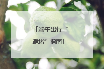 端午出行“避堵”指南