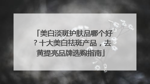 美白淡斑护肤品哪个好？十大美白祛斑产品，去黄提亮品牌选购指南
