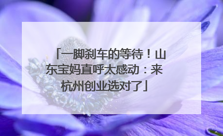 一脚刹车的等待！山东宝妈直呼太感动：来杭州创业选对了