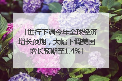 世行下调今年全球经济增长预期，大幅下调美国增长预期至1.4%