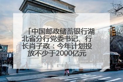 中国邮政储蓄银行湖北省分行党委书记、行长肖子政：今年计划投放不少于2000亿元支持支点建设