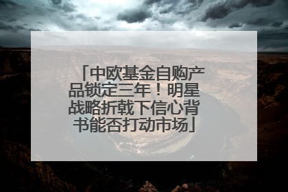 中欧基金自购产品锁定三年！明星战略折戟下信心背书能否打动市场