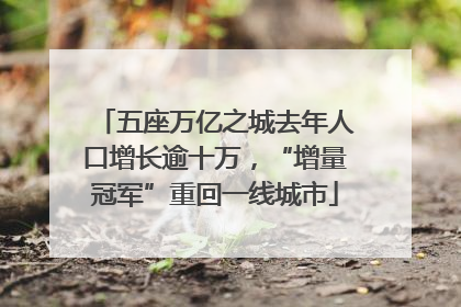 五座万亿之城去年人口增长逾十万，“增量冠军”重回一线城市