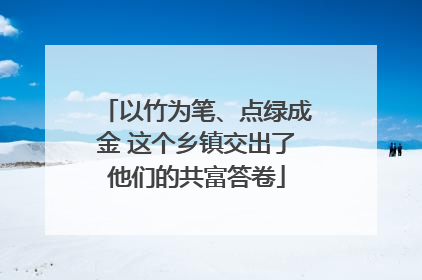 以竹为笔、点绿成金 这个乡镇交出了他们的共富答卷