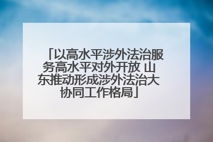 以高水平涉外法治服务高水平对外开放 山东推动形成涉外法治大协同工作格局