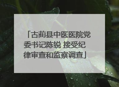 古蔺县中医医院党委书记陈锐 接受纪律审查和监察调查