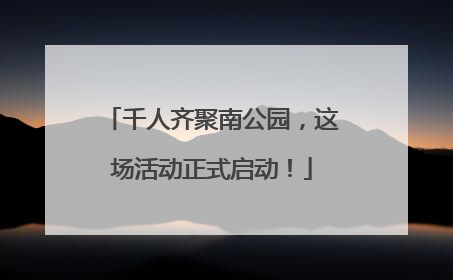 千人齐聚南公园，这场活动正式启动！