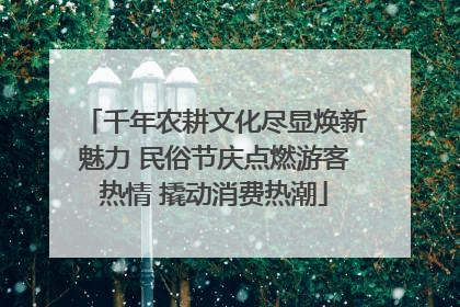 千年农耕文化尽显焕新魅力 民俗节庆点燃游客热情 撬动消费热潮