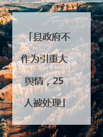 县政府不作为引重大舆情，25人被处理