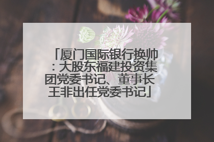 厦门国际银行换帅：大股东福建投资集团党委书记、董事长王非出任党委书记