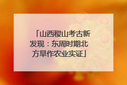 山西稷山考古新发现：东周时期北方旱作农业实证