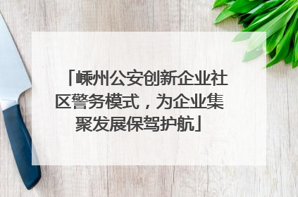 嵊州公安创新企业社区警务模式，为企业集聚发展保驾护航