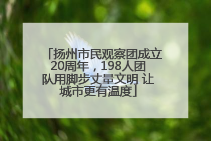 扬州市民观察团成立20周年，198人团队用脚步丈量文明 让城市更有温度