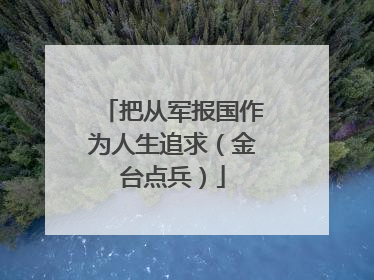 把从军报国作为人生追求（金台点兵）