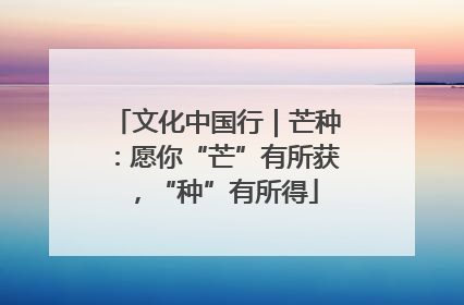 文化中国行｜芒种：愿你“芒”有所获，“种”有所得