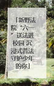 新野法院“六一”送法进校园 沉浸式普法守护少年的你