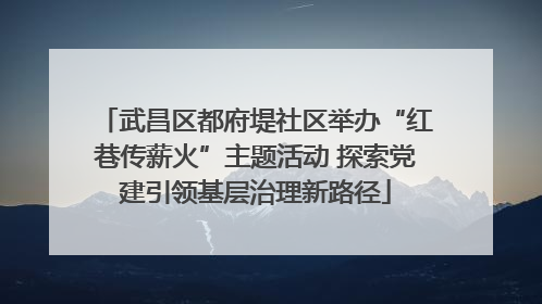 武昌区都府堤社区举办“红巷传薪火”主题活动 探索党建引领基层治理新路径