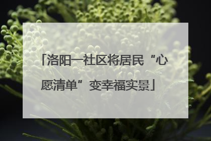 洛阳一社区将居民“心愿清单”变幸福实景