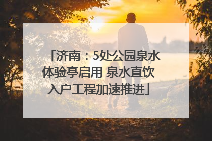 济南：5处公园泉水体验亭启用 泉水直饮入户工程加速推进