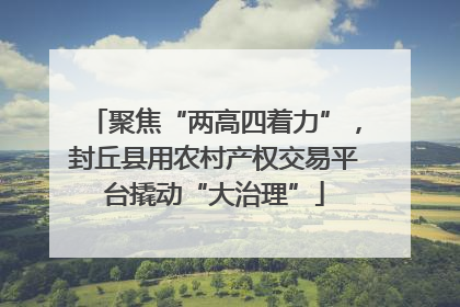 聚焦“两高四着力”，封丘县用农村产权交易平台撬动“大治理”