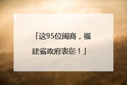 这95位闽商，福建省政府表彰！