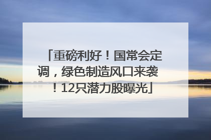 重磅利好！国常会定调，绿色制造风口来袭！12只潜力股曝光