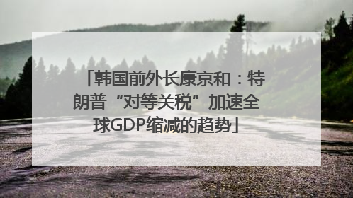 韩国前外长康京和：特朗普“对等关税”加速全球GDP缩减的趋势