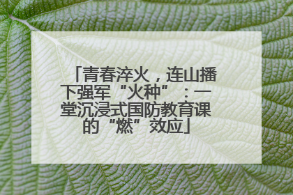 青春淬火，连山播下强军“火种”：一堂沉浸式国防教育课的“燃”效应
