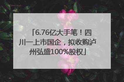 6.76亿大手笔！四川一上市国企，拟收购泸州弘盛100%股权